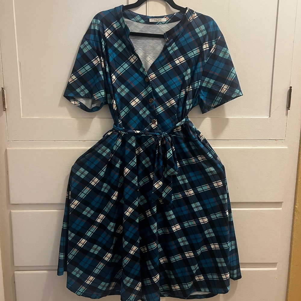 Plaid knee length dress